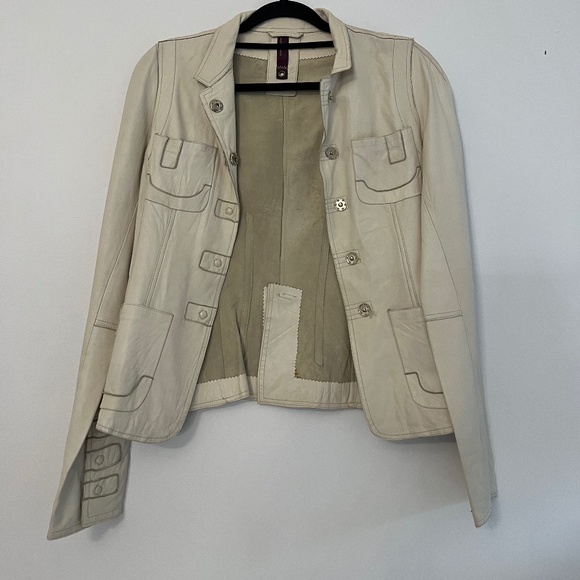 Cream Daniel Leather Jacket  New Label - Picture 1 of 4
